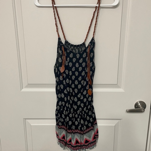 Cute Paisley Bohemian Faux Leather Strap Romper - Picture 1 of 1
